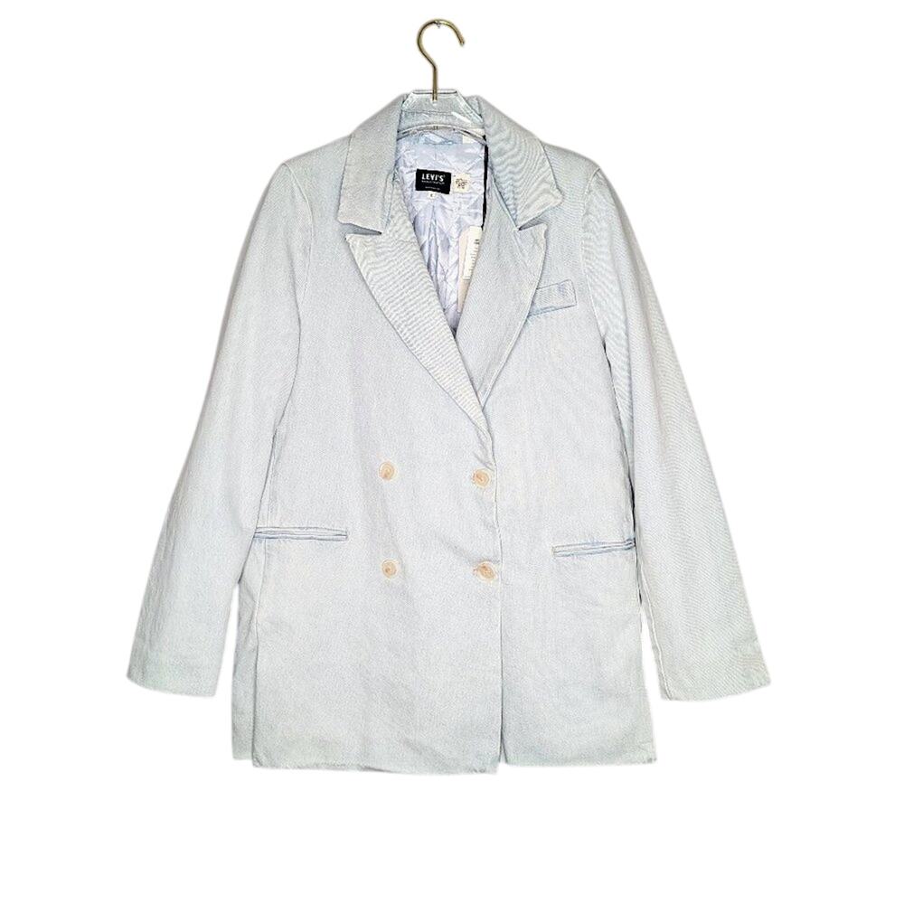 Levi's Light Blue Denim Winter Sports Coat Double Breasted Blazer Size S NWT